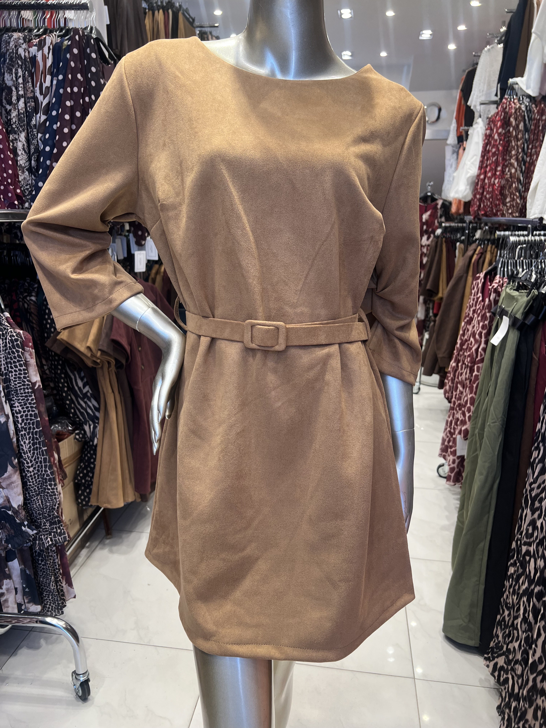 Long -sleeved camel sleeve dress | Paris Fashion Shops