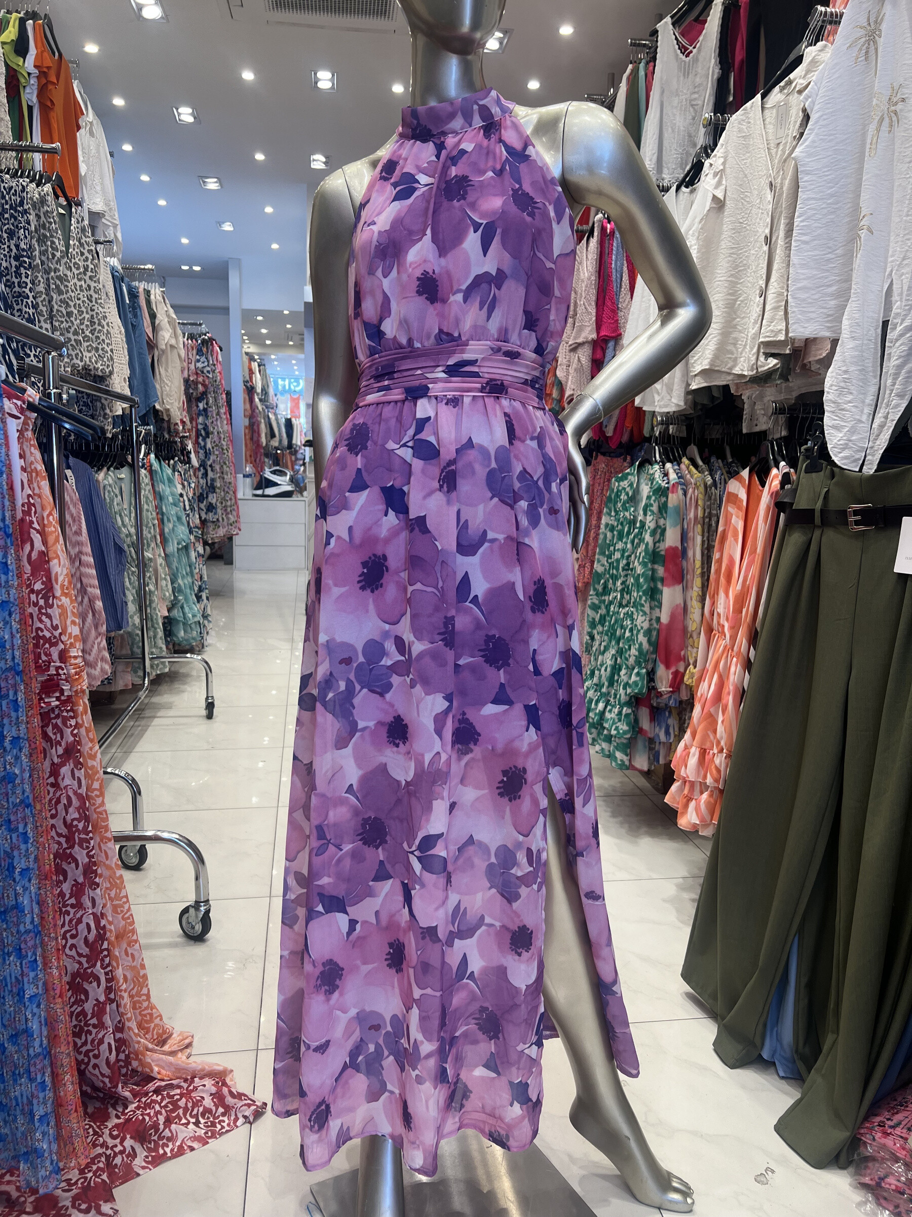Wholesaler LATINO - Light and fluid printed long back dress