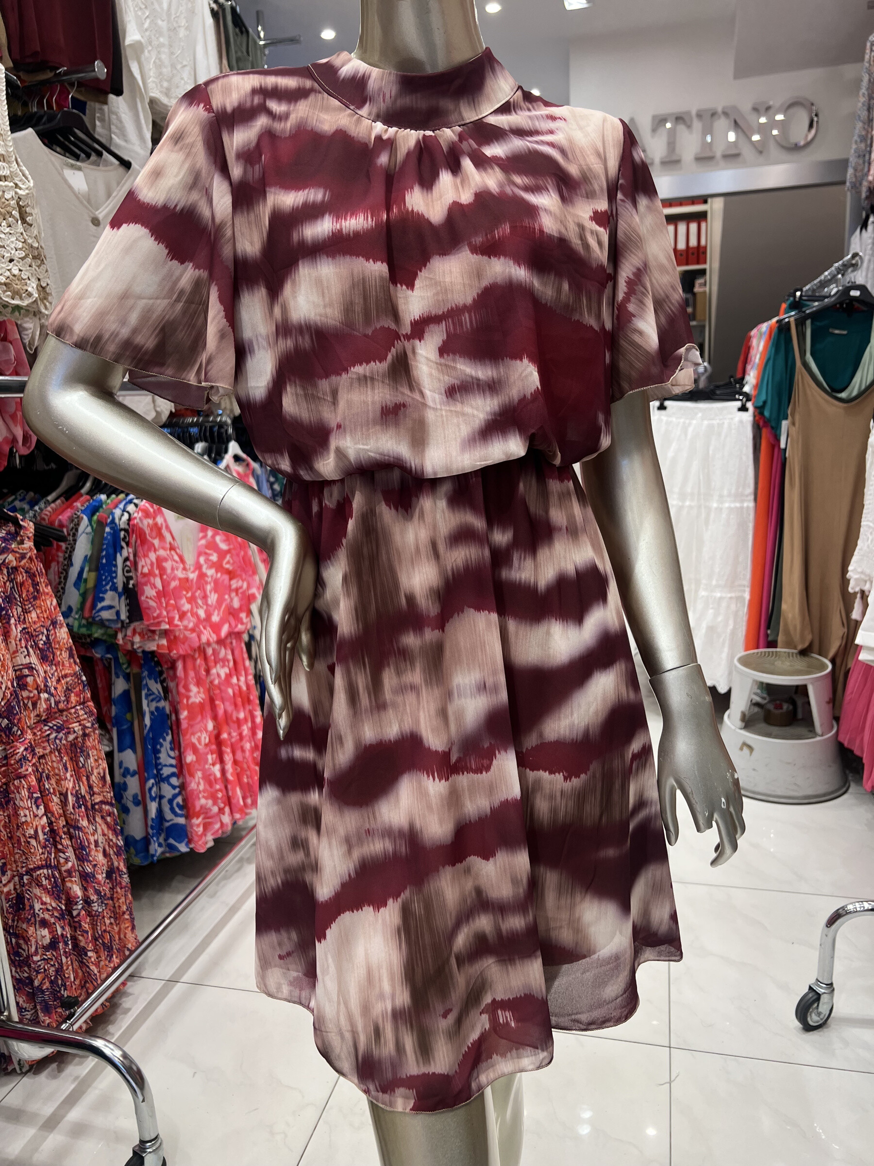 Wholesaler LATINO - Short fluid dress, short sleeves, floral print