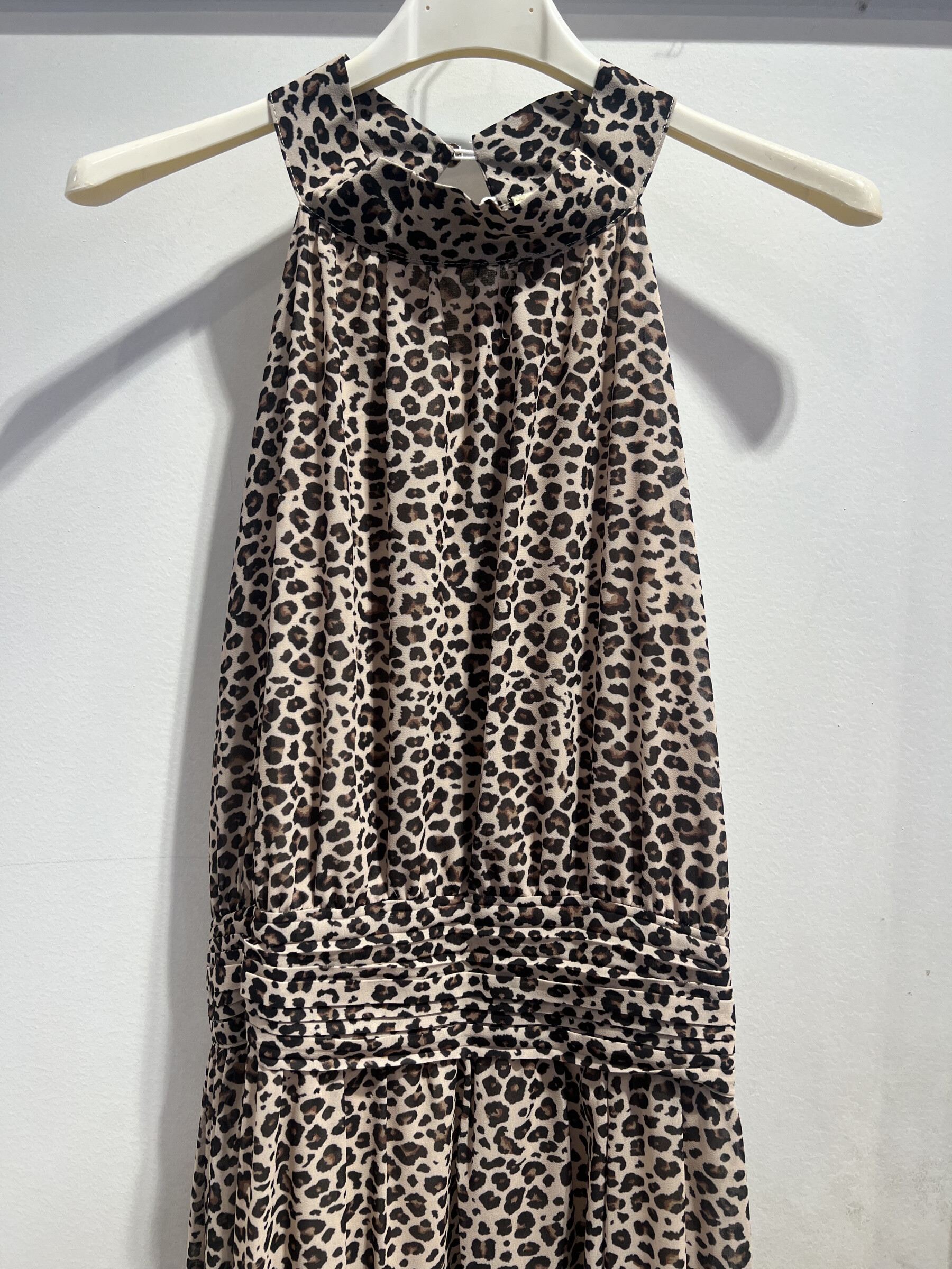 Mayorista LATINO - Vestido largo y desnudo, fluido y luz, estampados de leopardo