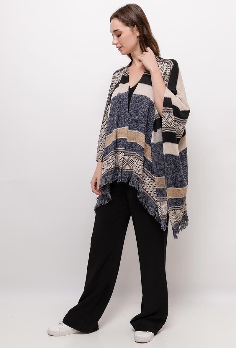 Wholesaler Laura & Laurent - Open striped poncho