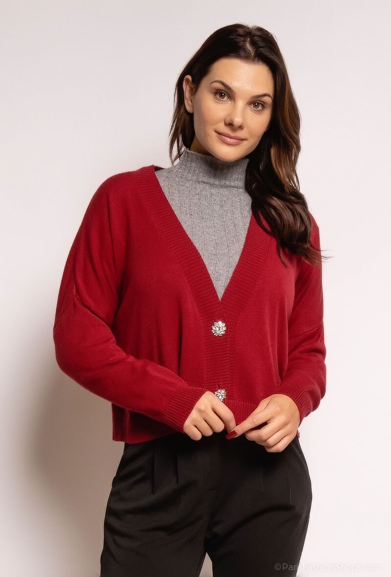 Wholesaler Laura & Laurent - Cardigan with strass buttons
