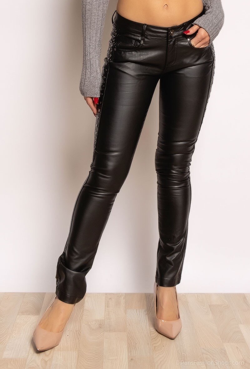 Wholesaler Laura & Laurent - Faux leather pants with studs
