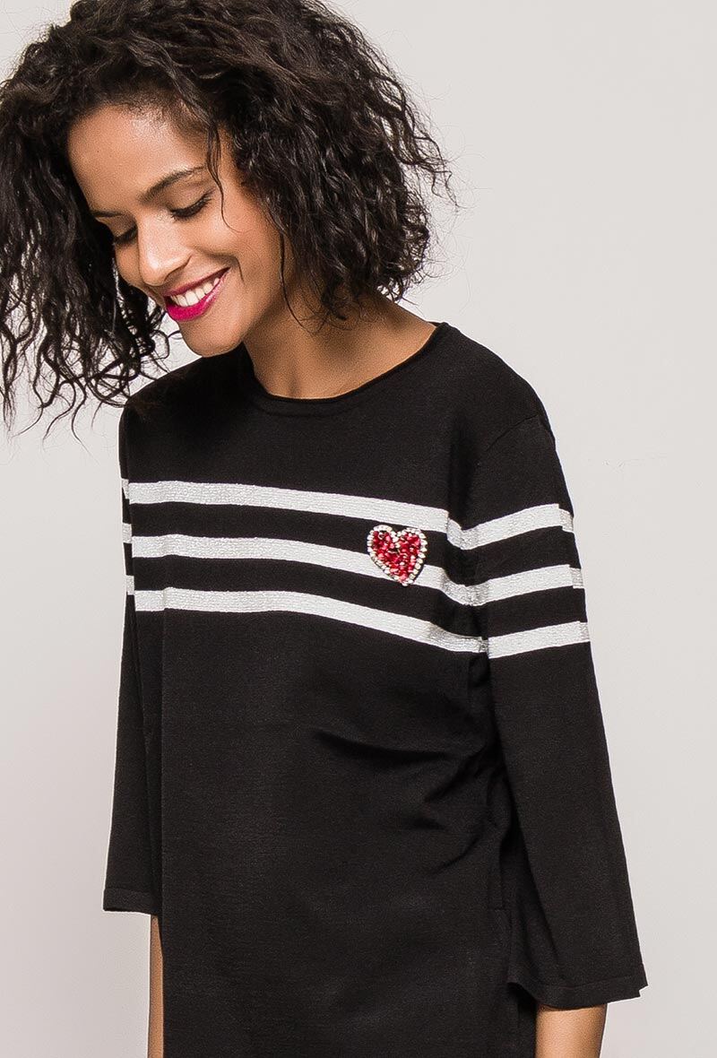 Wholesaler Laura et Laurent - Sweater with stripes and heart