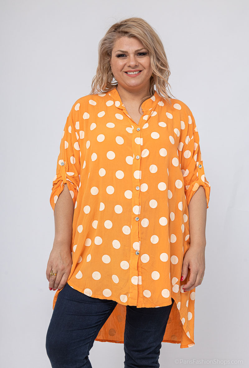 Mayorista LAURA PARIS (MKL) - Camisa larga cuello mao de lunares