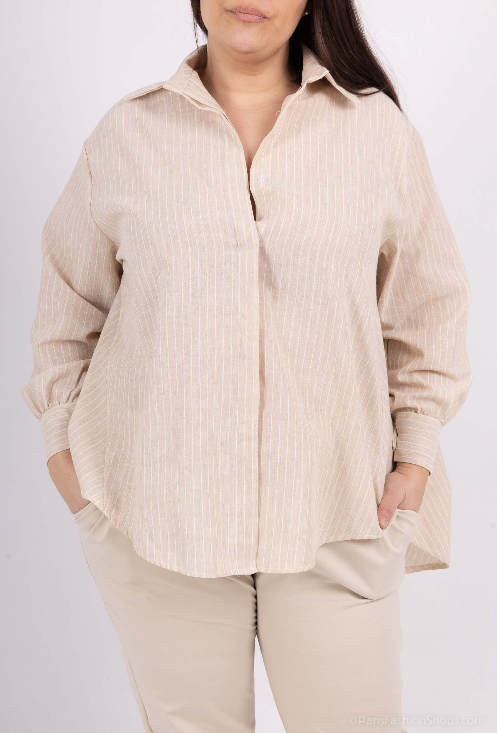 Wholesaler LAURA PARIS (MKL) - Thin stripe oxford cotton shirt