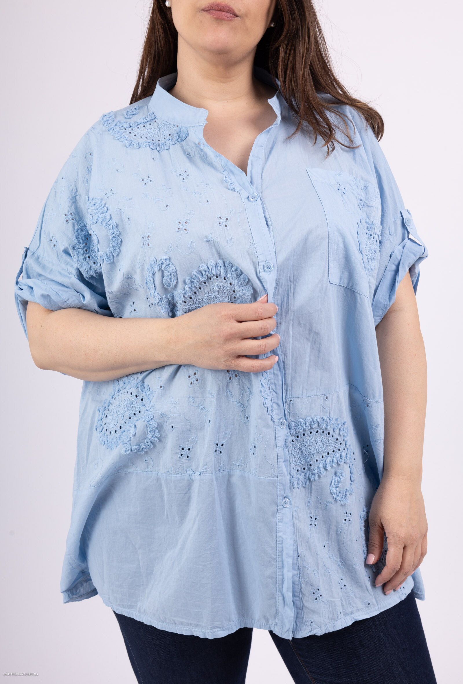 Wholesaler LAURA PARIS (MKL) - Cotton blouse with English embroidery