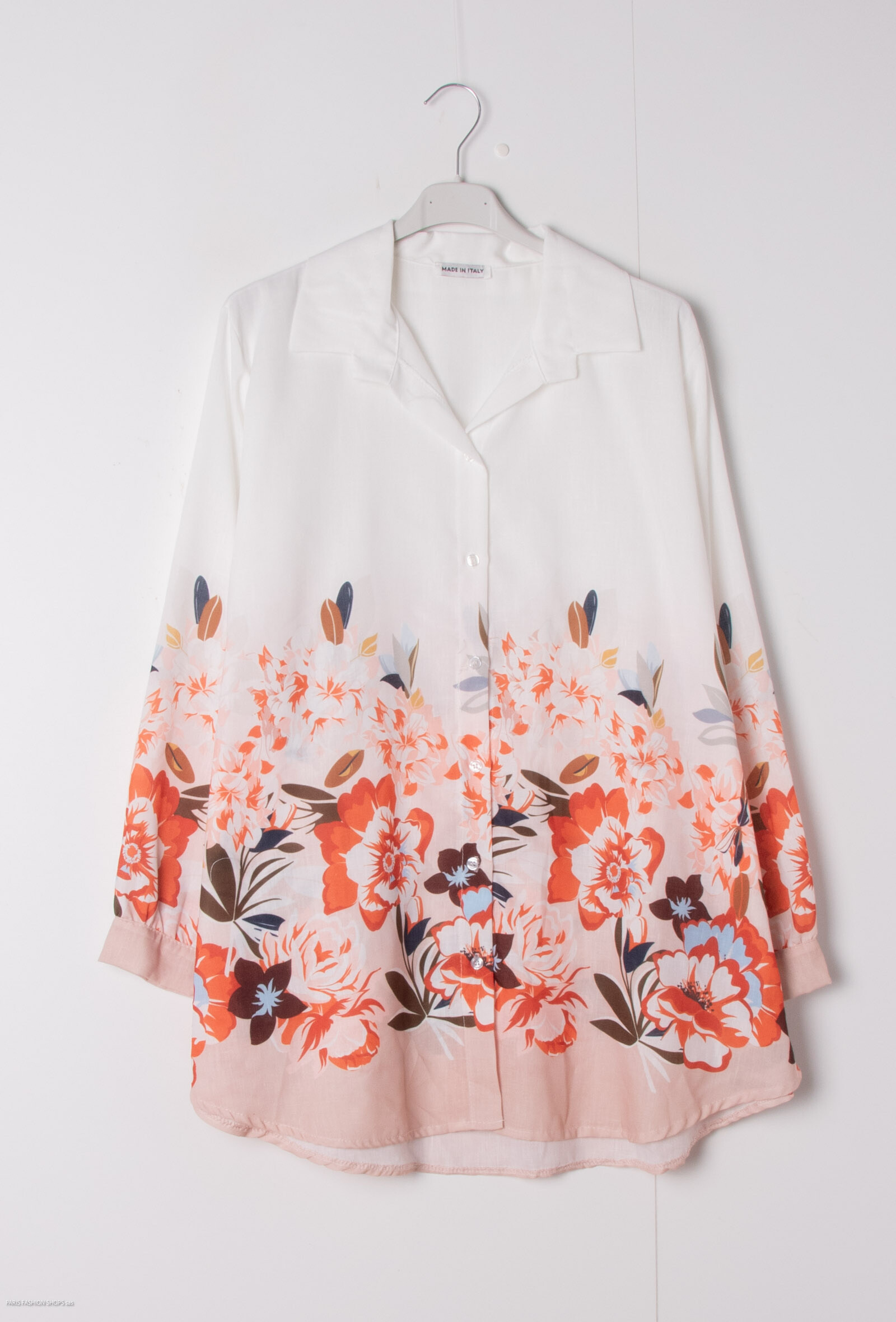 Grossiste LAURA PARIS (MKL) - Chemise blanche en mélange de coton à imprimé
