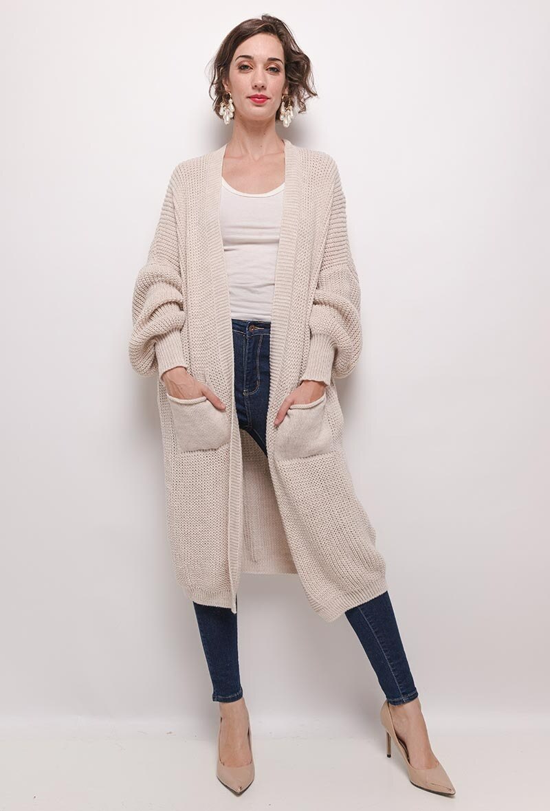 Wholesaler LAURA PARIS (MKL) - Chunky long open cardigan