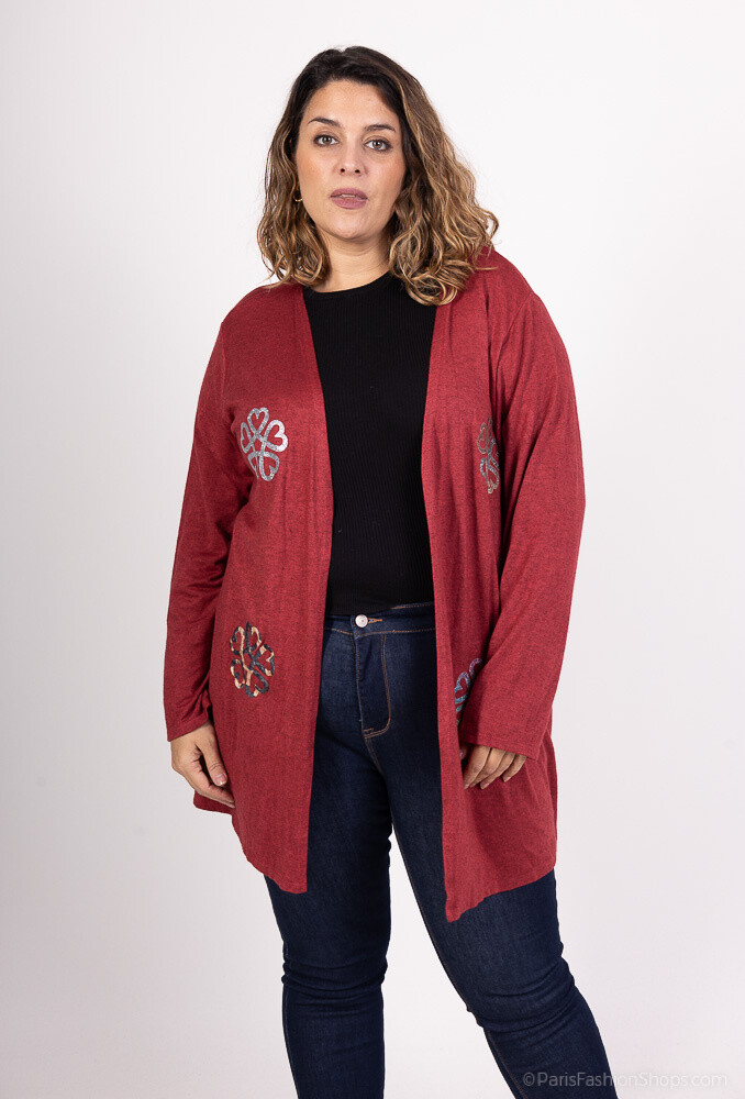 Wholesaler LAURA PARIS (MKL) - Open cardigan with multicolor clover flocking