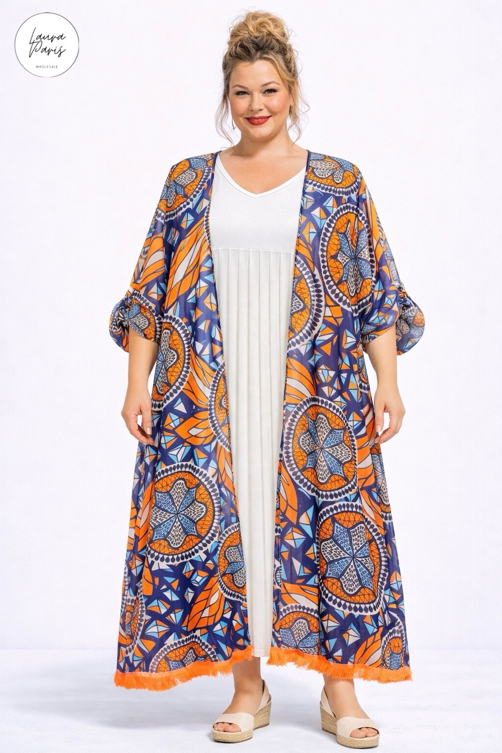 chinese dress ladies Ivory Maxi Crochet Kimono Cardigan Cover Up main image 1