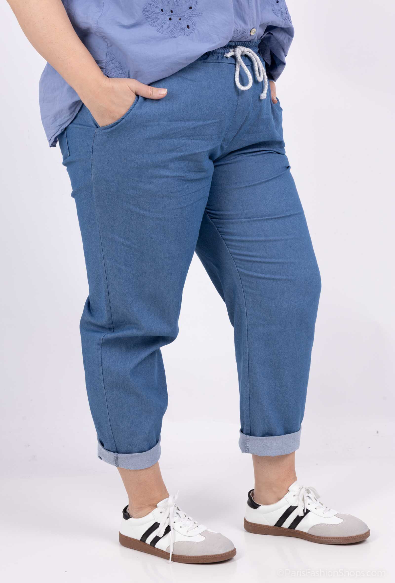 Wholesaler LAURA PARIS (MKL) - Stretchy elastic waist denim pants
