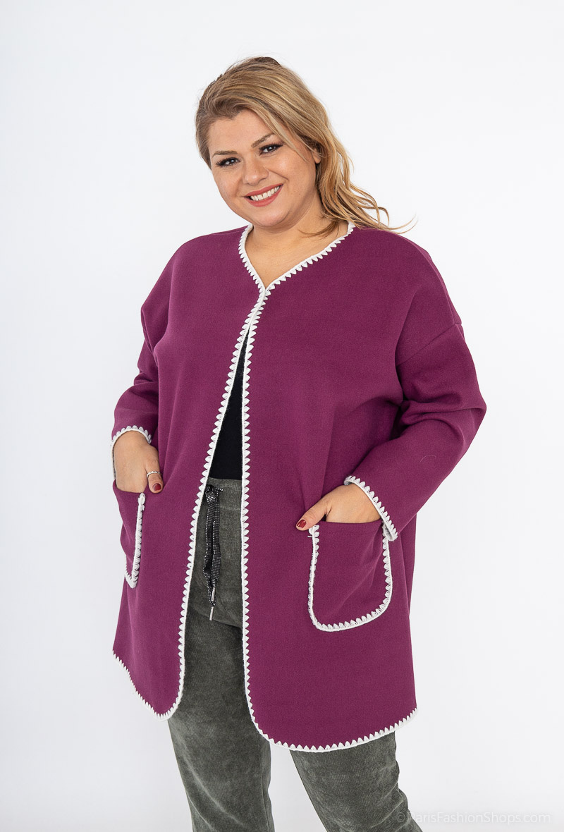 Grossiste LAURA PARIS (MKL) - Veste/manteau court ouvert avec surpiqûres en contrastes