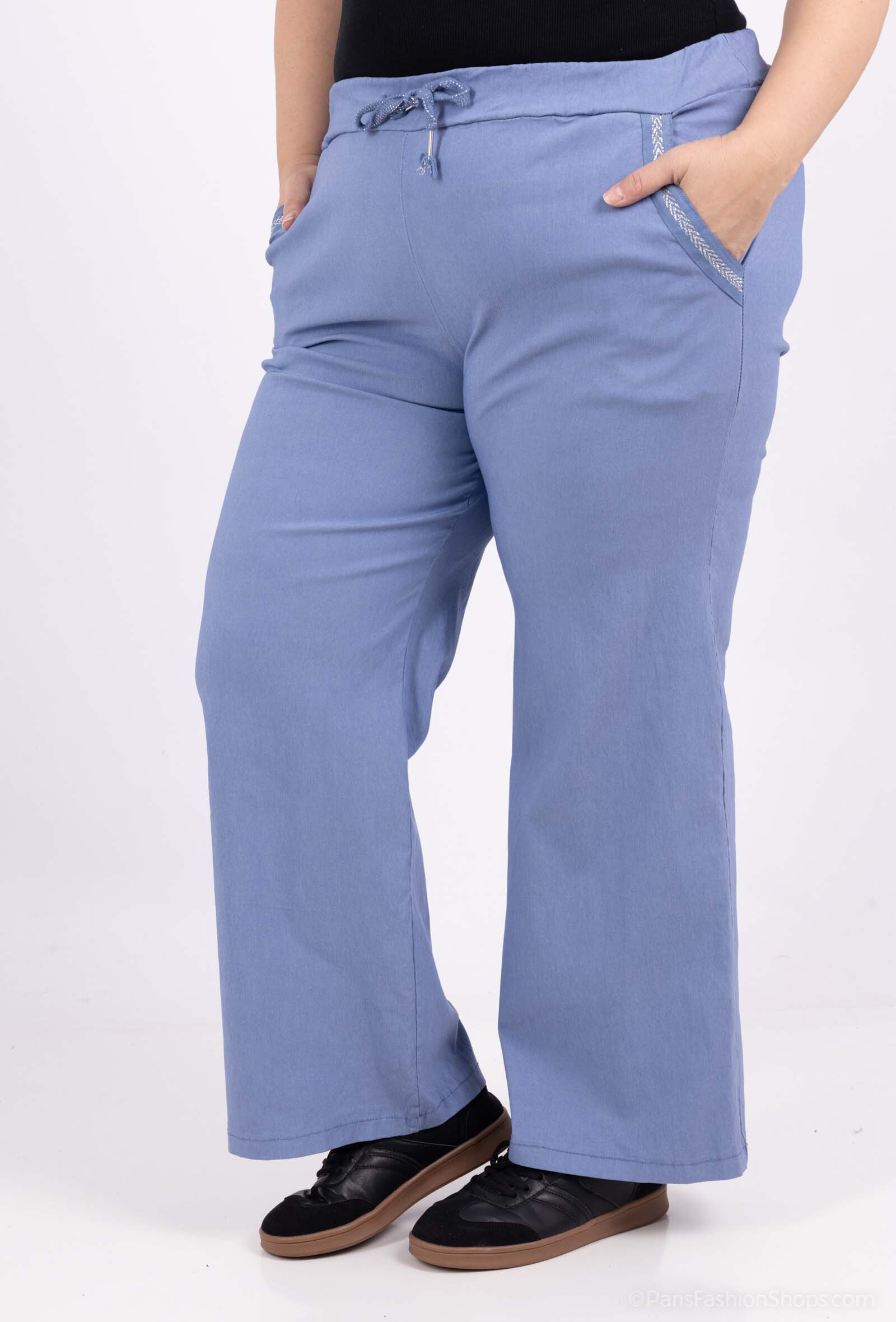 Wholesaler LAURA PARIS (MKL) - Wide leg lycra pants with elastic waistband