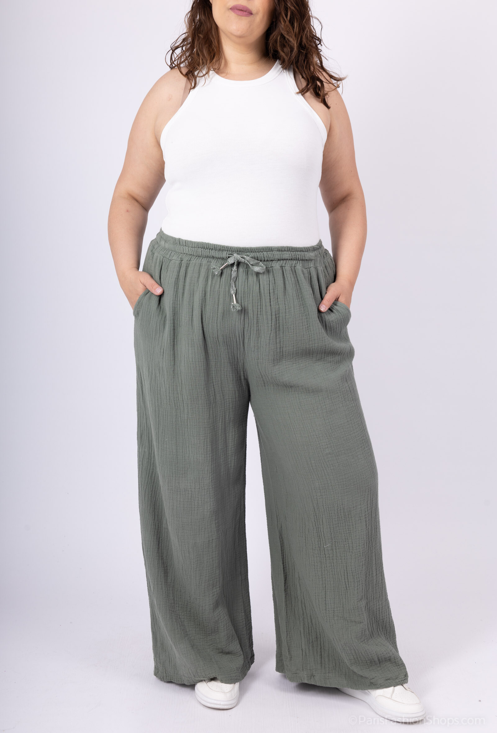 Großhändler LAURA PARIS (MKL) - Palazzo-Hose aus Baumwollgaze