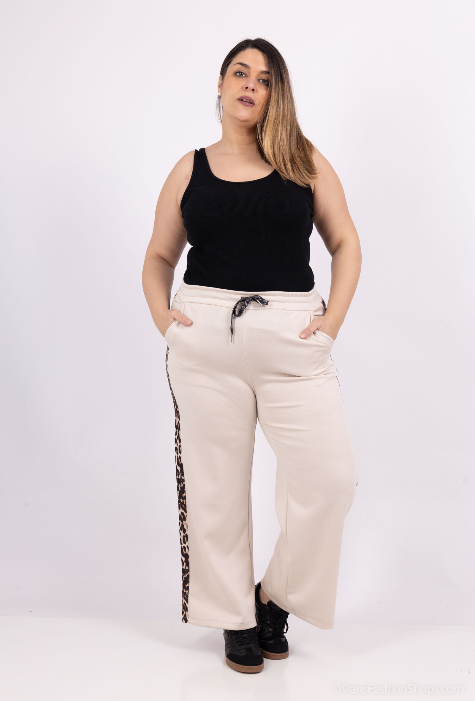 Wholesaler LAURA PARIS (MKL) - Elastic waist wide leg pants in mixed viscose jersey