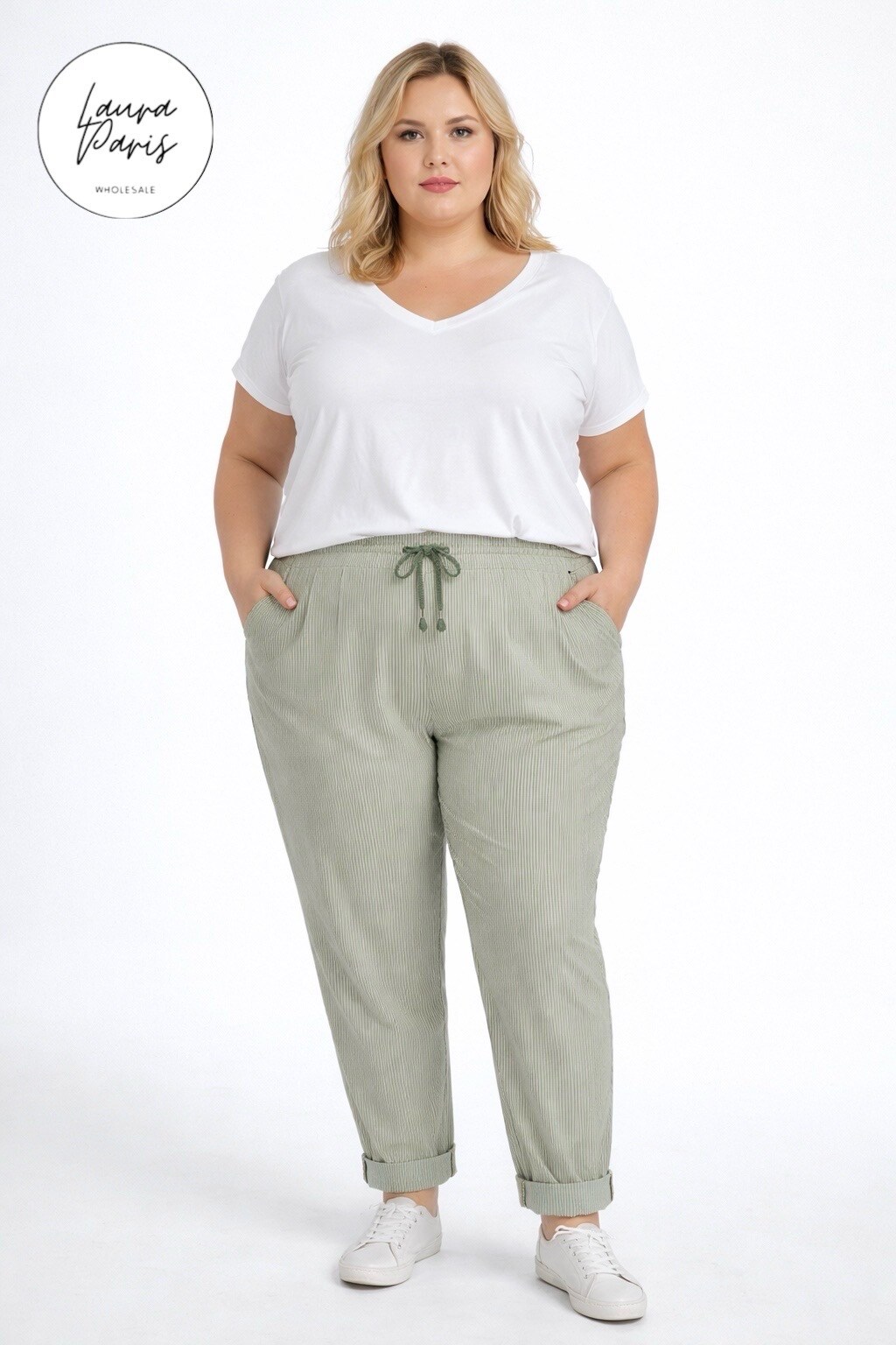 Wholesaler LAURA PARIS (MKL) - Striped stretch cotton jogger pants (One Size)