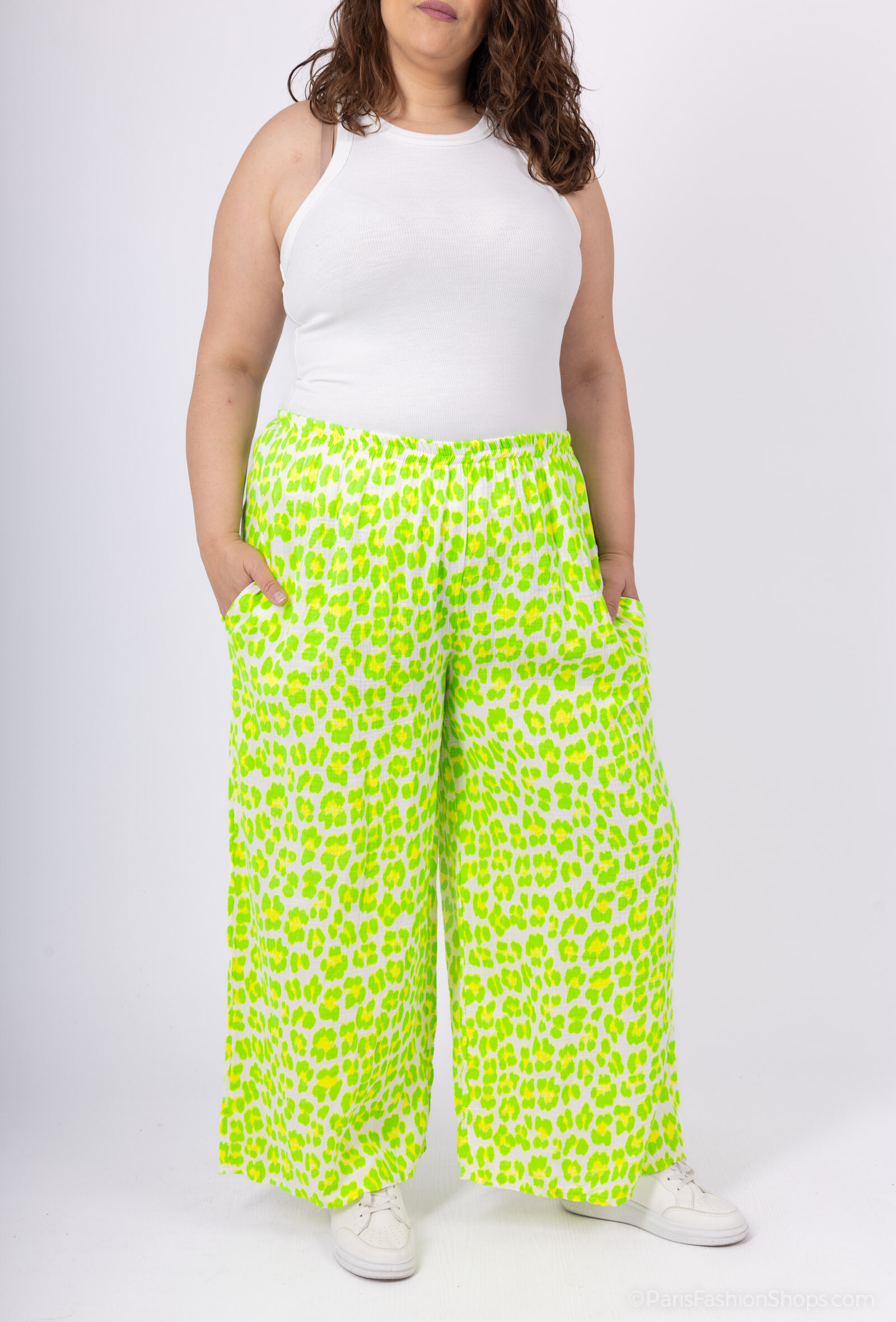 Großhändler LAURA PARIS (MKL) - Leopardenmuster Baumwollgaze Hose