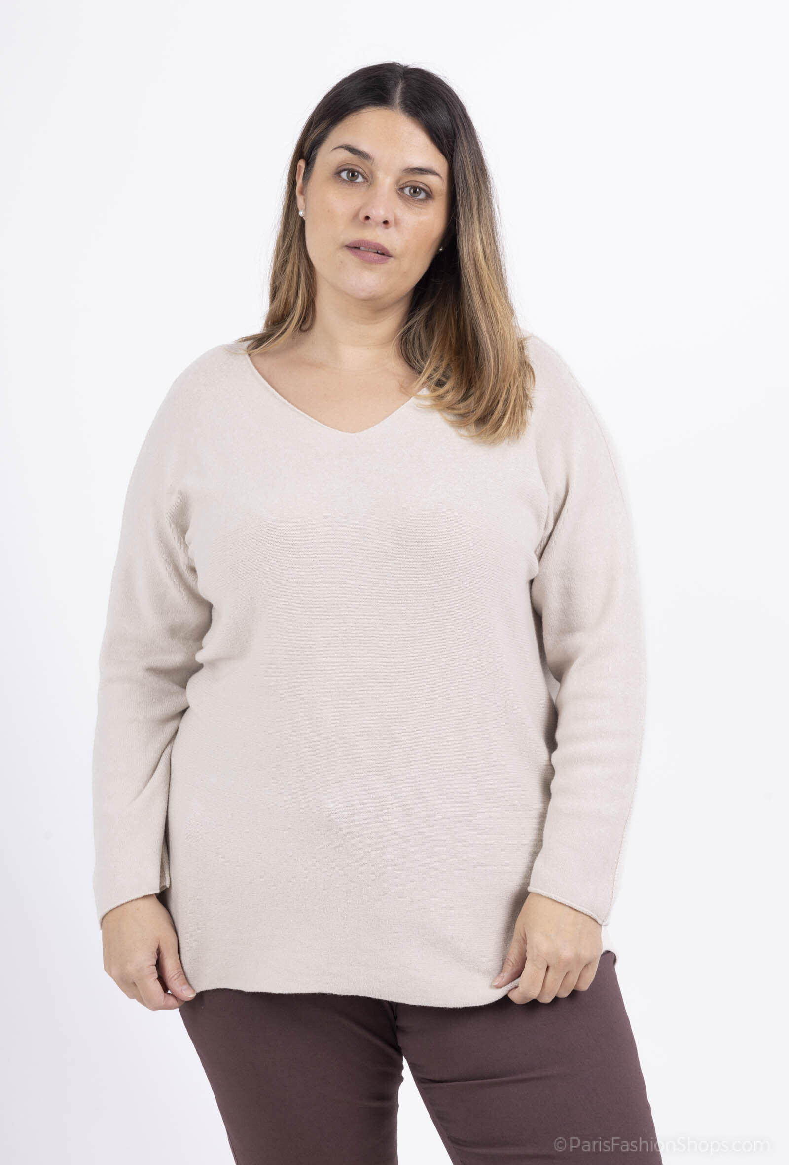 Mayorista LAURA PARIS (MKL) - Jersey con cuello de pico en punto texturizado hiperelástico