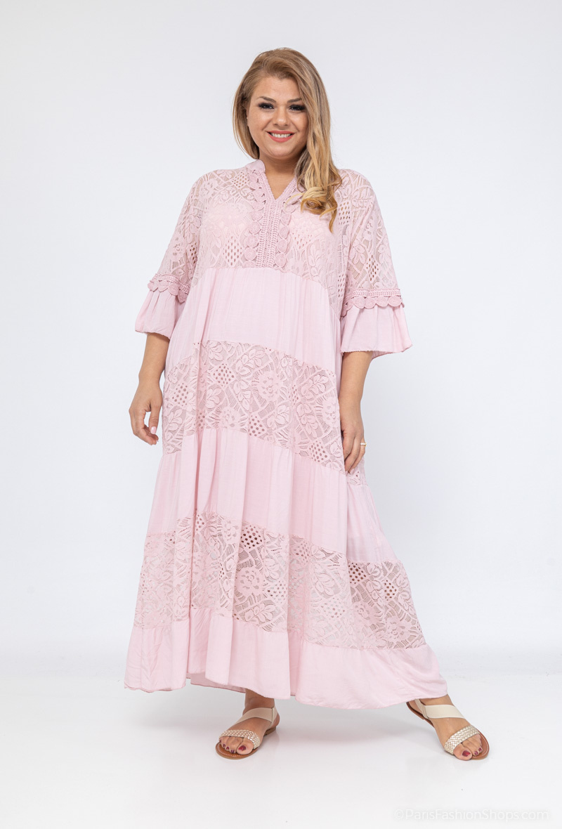 Grossiste LAURA PARIS (MKL) - Robe longue dentelle à effet de superposition