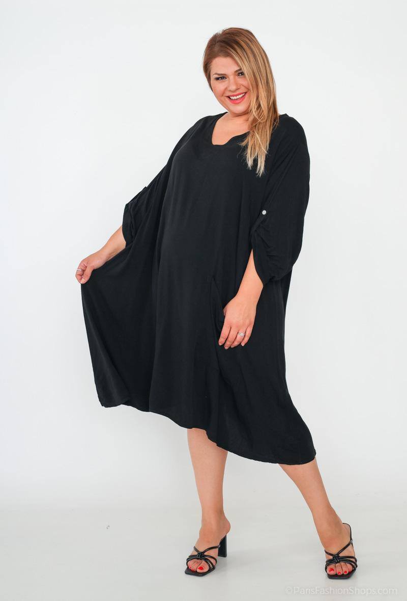 Wholesaler LAURA PARIS (MKL) - Oversize tencel dress with one pocket