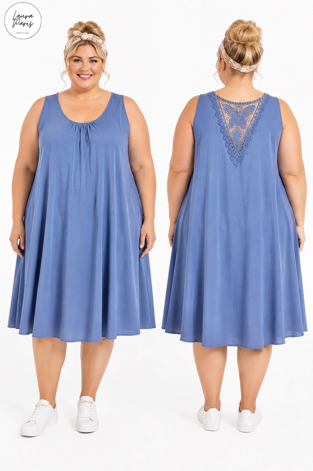 Wholesaler LAURA PARIS (MKL) - Flowy viscose dress with butterfly back (One Size)