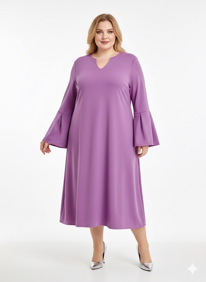 Grossiste LAURA PARIS (MKL) - Robe trapèze avec manches trompettes