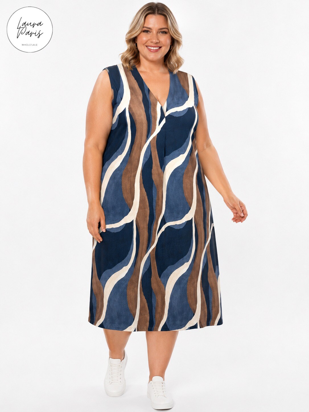 Grossiste LAURA PARIS (MKL) - Robe sans manches imprimée (TU)