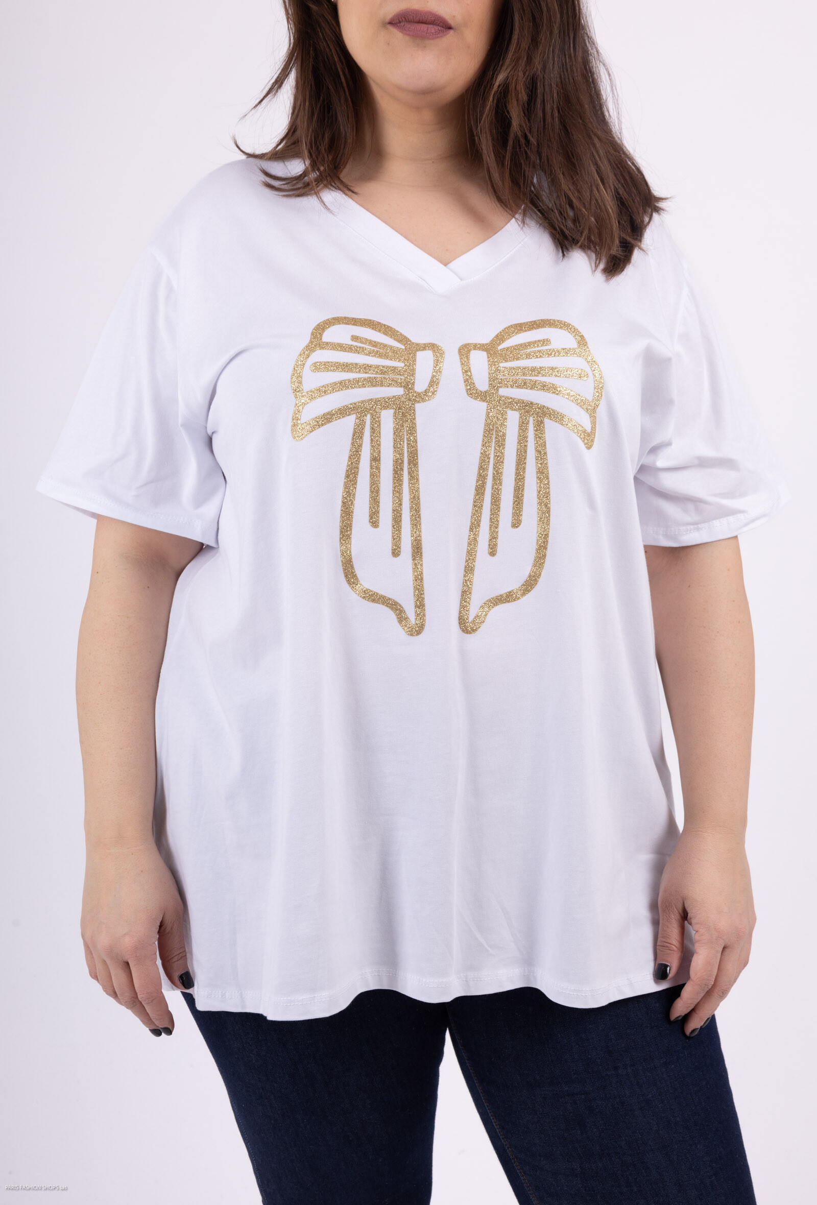 Grossiste LAURA PARIS (MKL) - Tee-shirt blanc avec imprimé pailleté