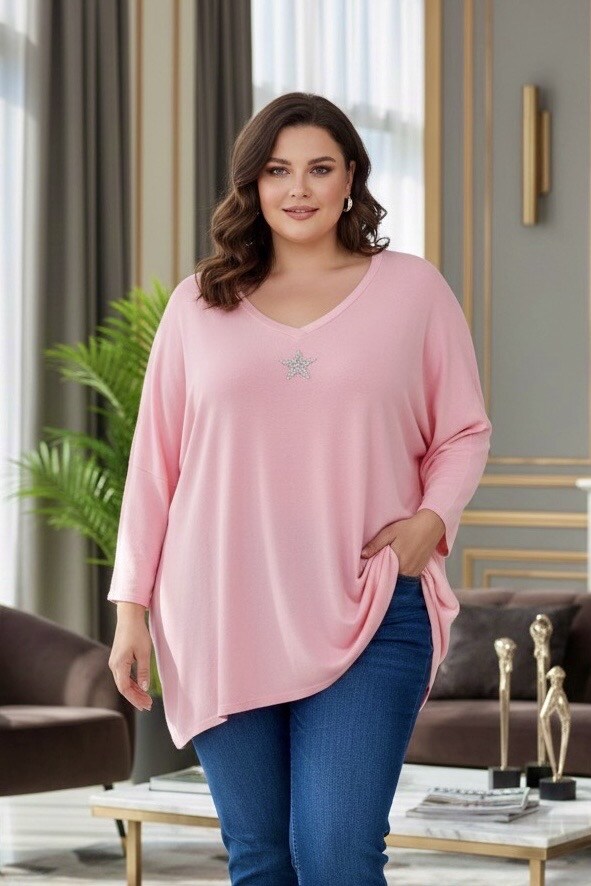 Grossiste LAURA PARIS (MKL) - Tunique/Pull oversize avec étoile en strass