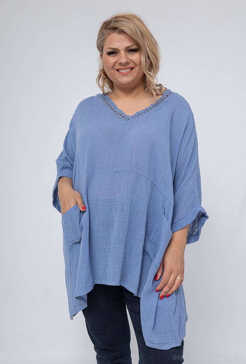 Wholesaler LAURA PARIS (MKL) - Oversize light cotton tunic/poncho