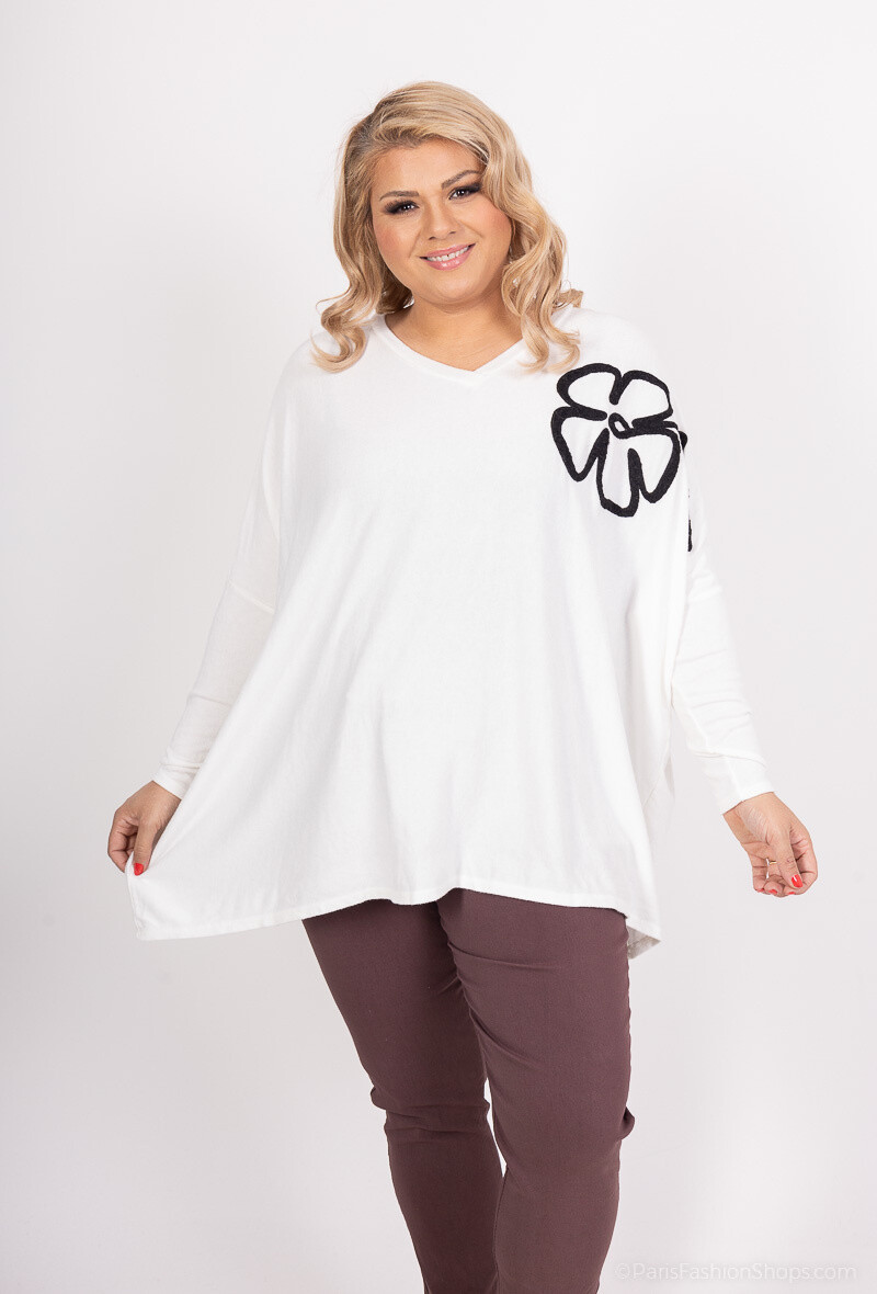 Wholesaler LAURA PARIS (MKL) - Soft V-neck oversized sweater/tunic