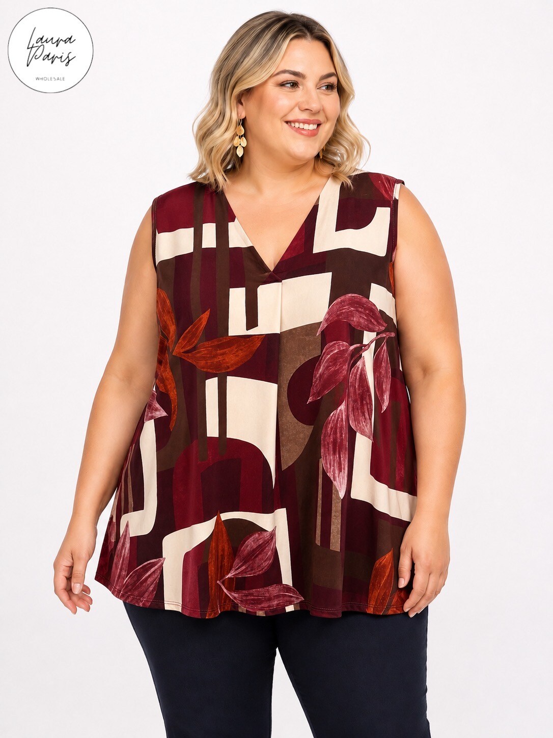 Wholesaler LAURA PARIS (MKL) - Sleeveless printed top in stretch viscose (One Size)