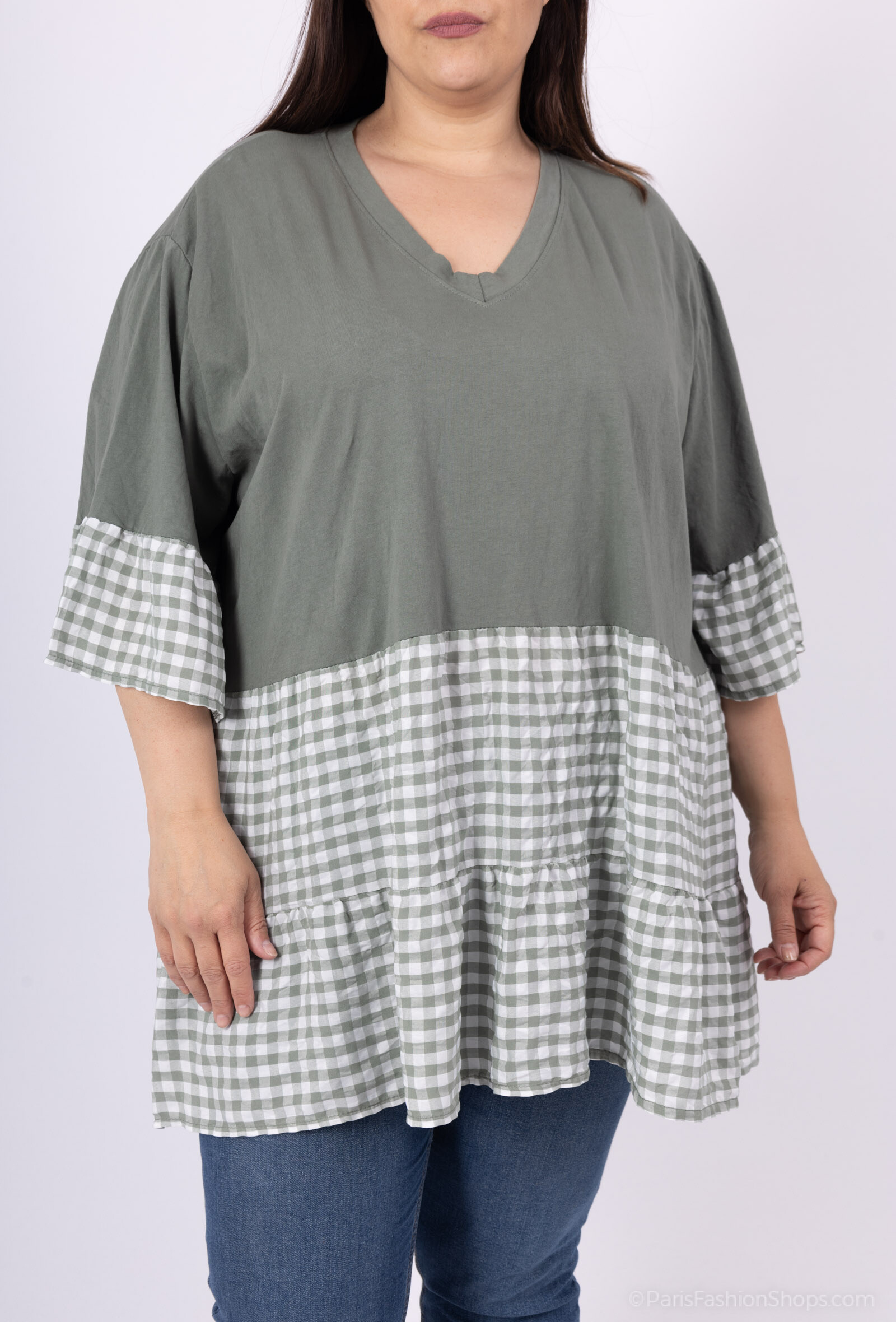 Grossiste LAURA PARIS (MKL) - Tunique oversize coton vichy