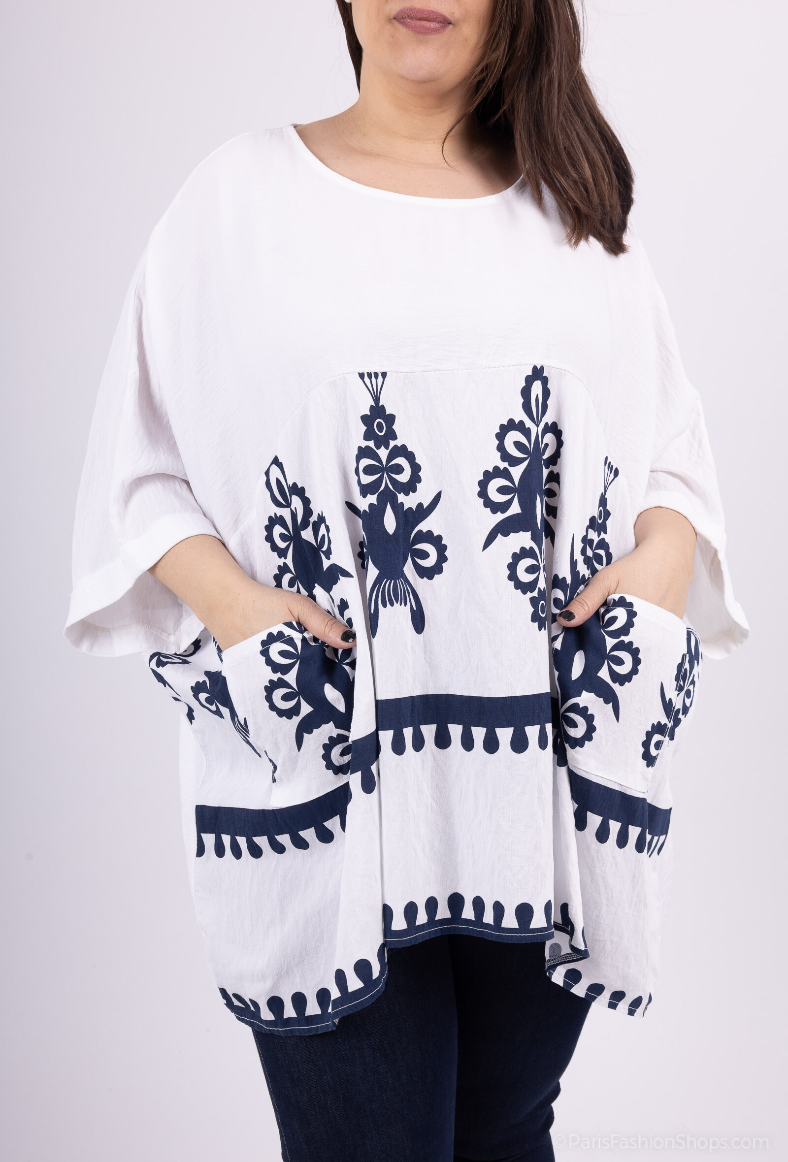 Grossiste LAURA PARIS (MKL) - Tunique poncho oversize imprimé baroque