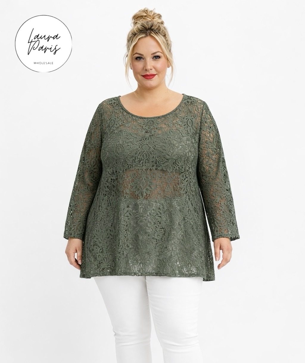 Wholesaler LAURA PARIS (MKL) - Round neck tunic entirely in lace (One Size)