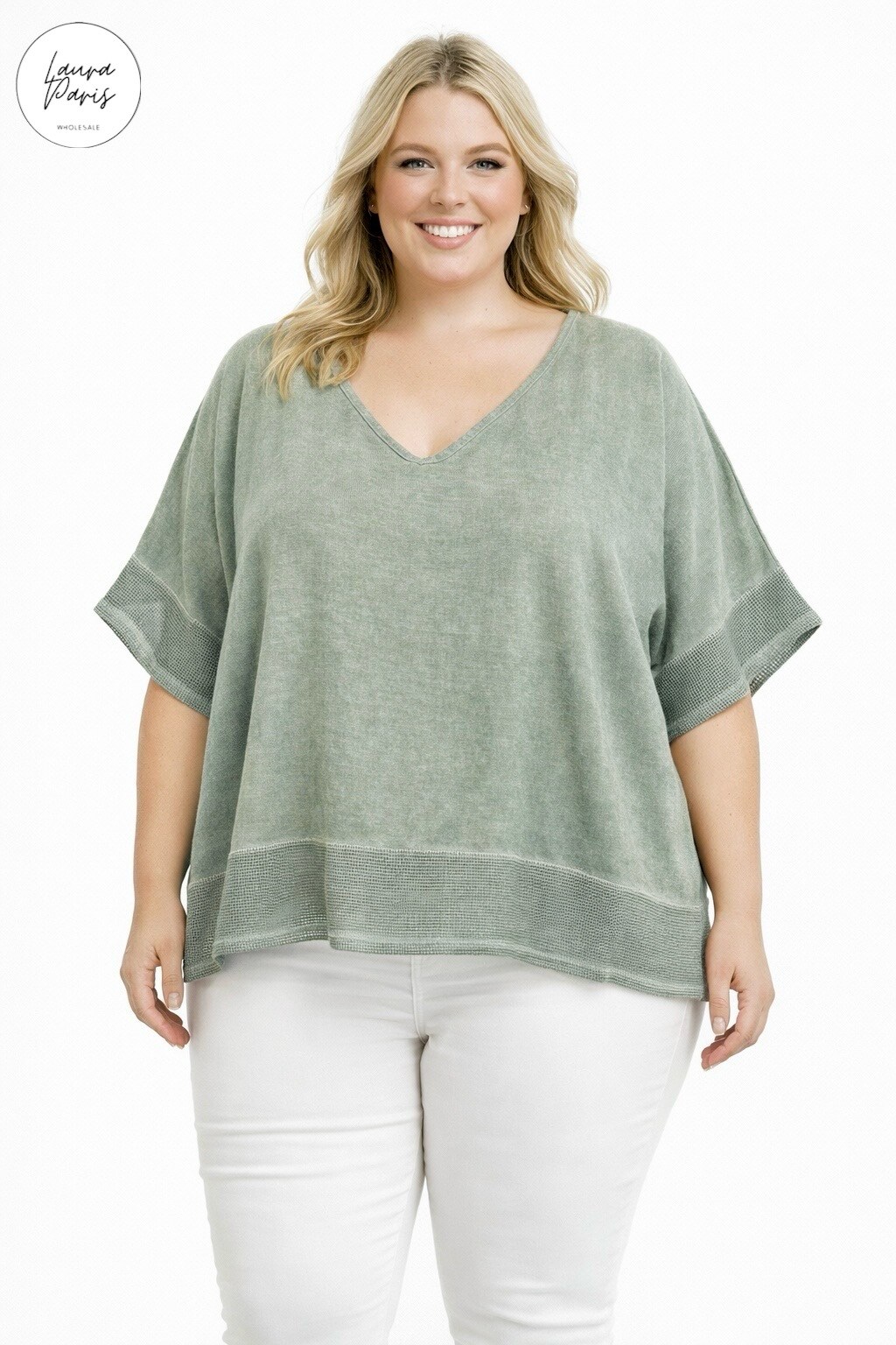 Wholesaler LAURA PARIS (MKL) - Short cotton/linen top (One Size)