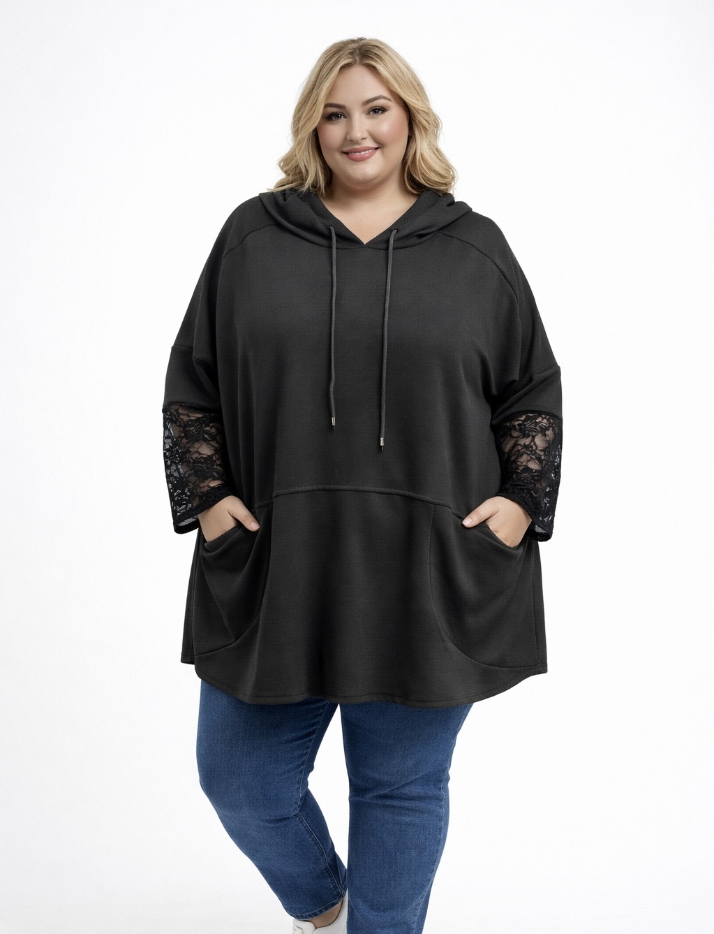 Grossiste LAURA PARIS (MKL) - Sweat à capuche avec manches en dentelle