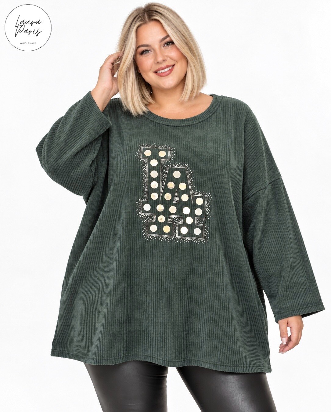 Grossiste LAURA PARIS (MKL) - Tunique sweat en velours côtelé LA (TU48/58)
