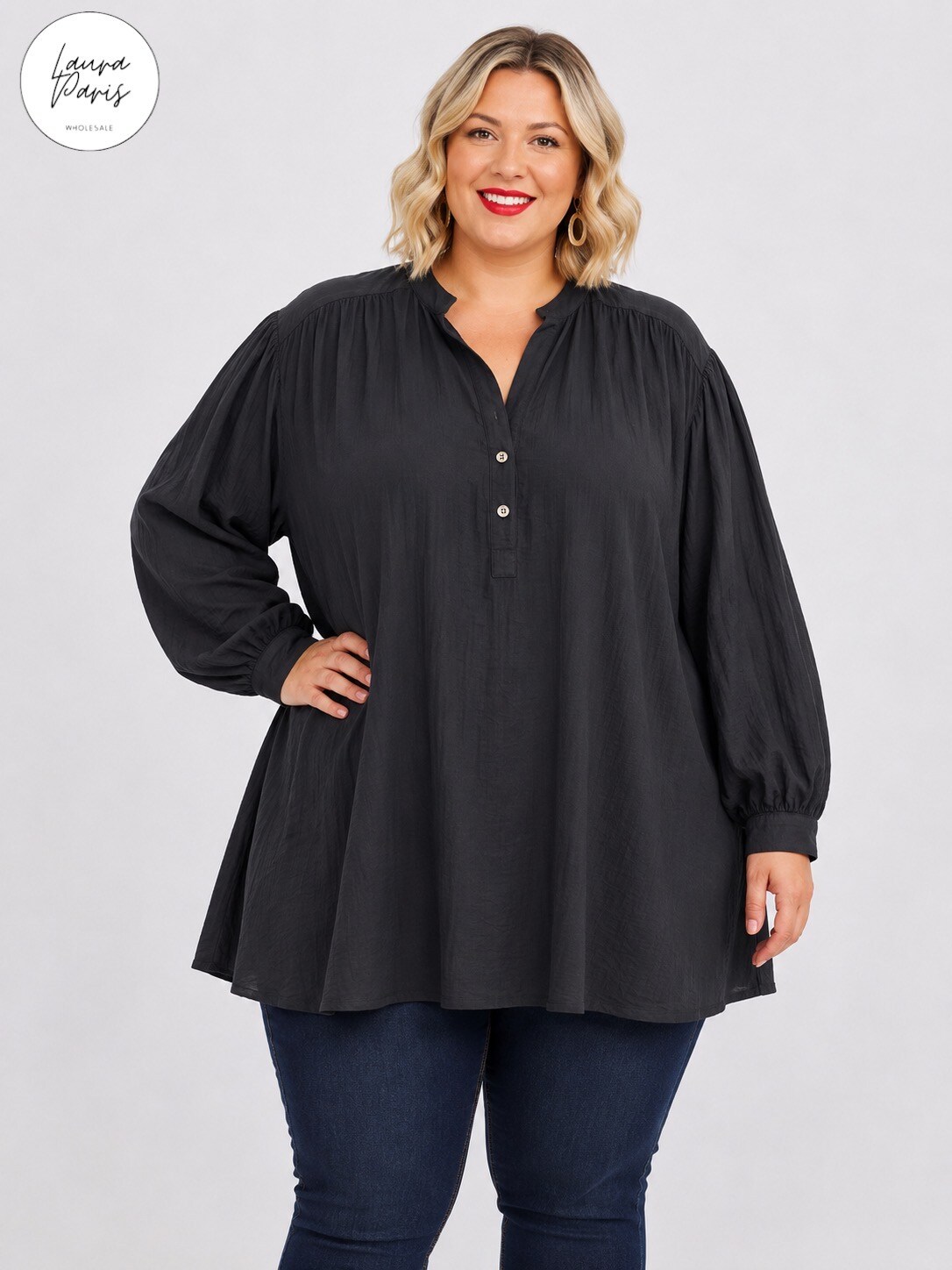 Wholesaler LAURA PARIS (MKL) - Lightweight cotton crepe blouse (One Size)