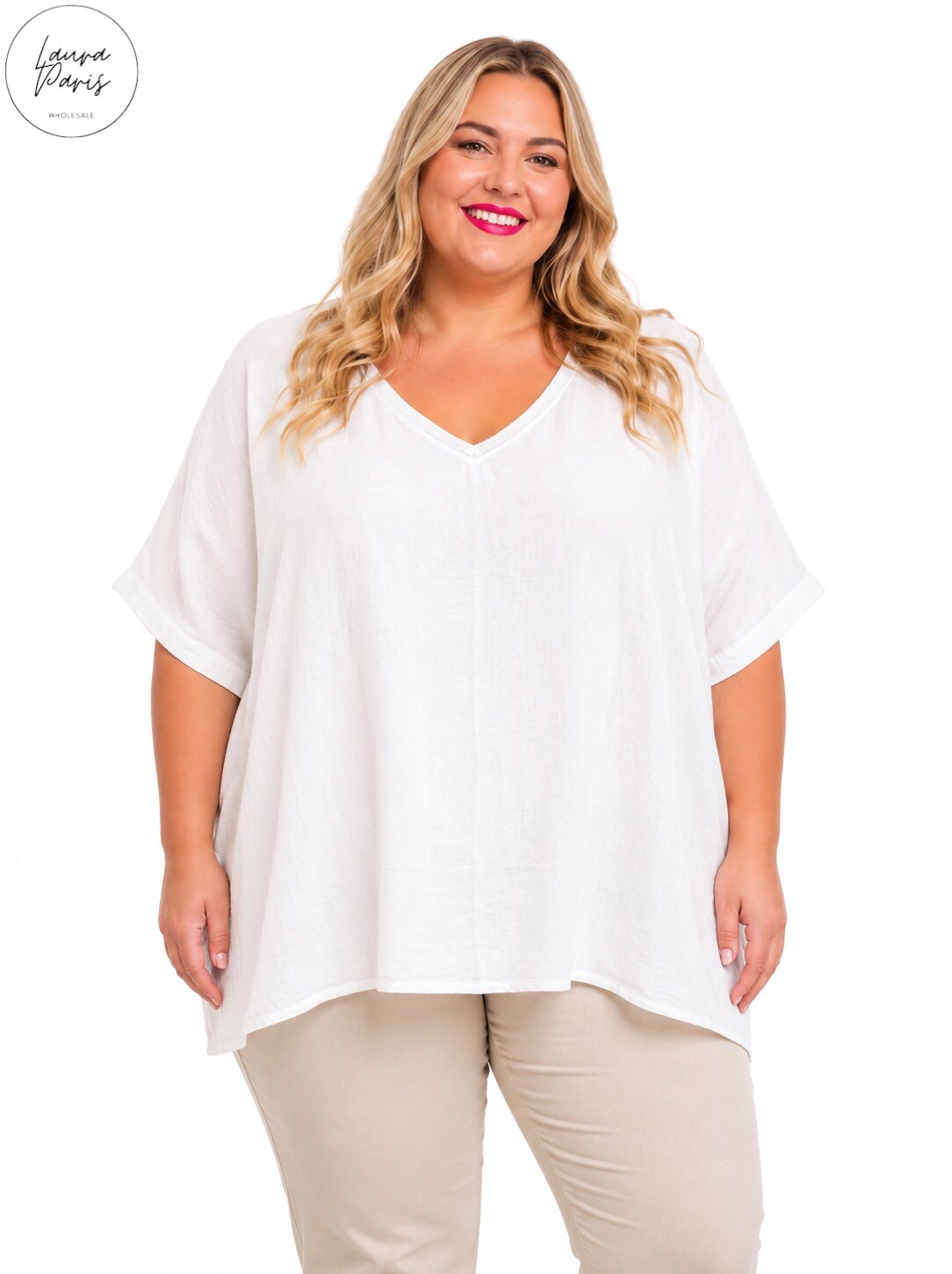 Wholesaler LAURA PARIS (MKL) - Lightweight cotton top with a linen feel (One Size)