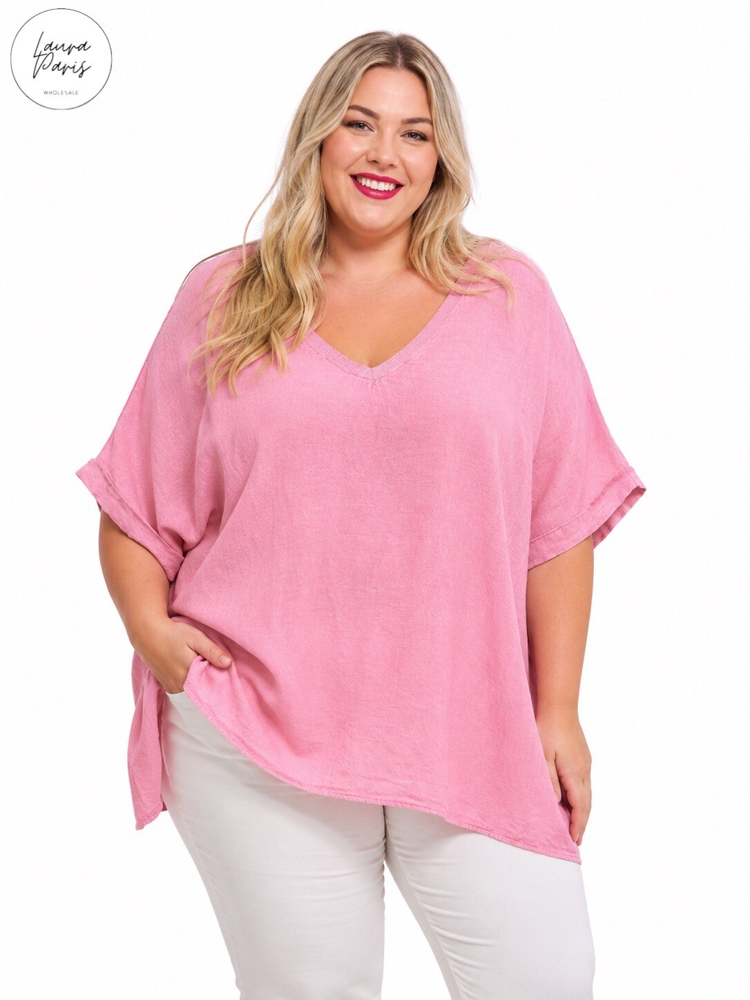 Grossista LAURA PARIS (MKL) - Top leggero in cotone effetto lino (Taglia Unica)