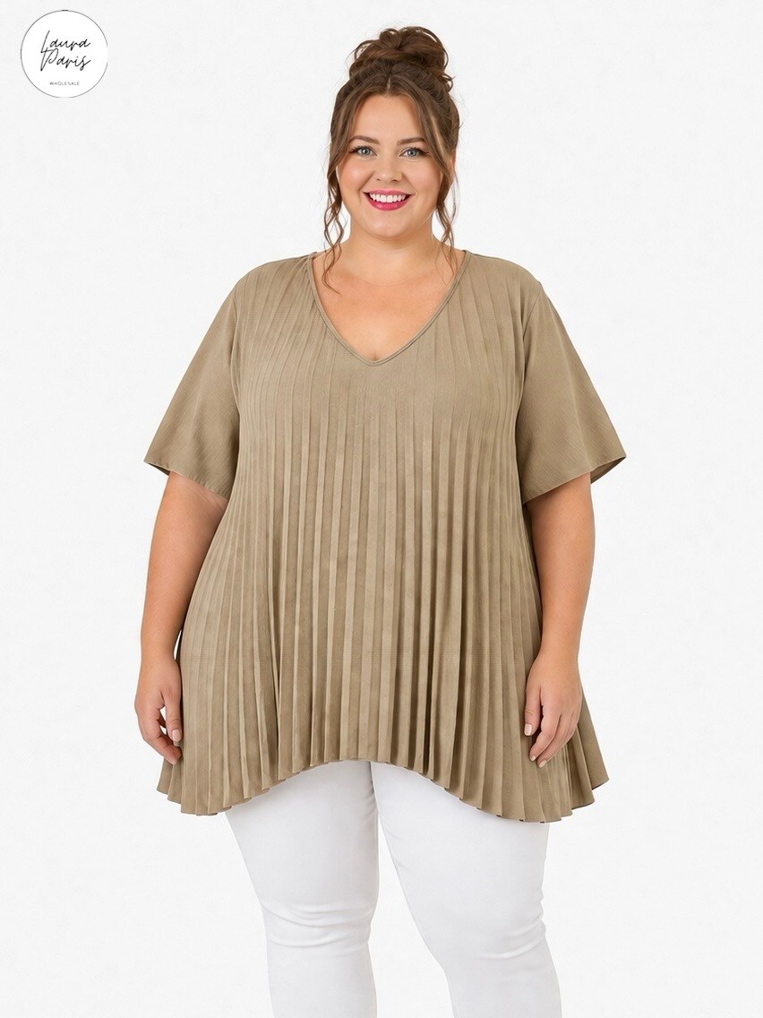 Grossista LAURA PARIS (MKL) - Blusa plissettata a maniche corte (Taglia Unica)