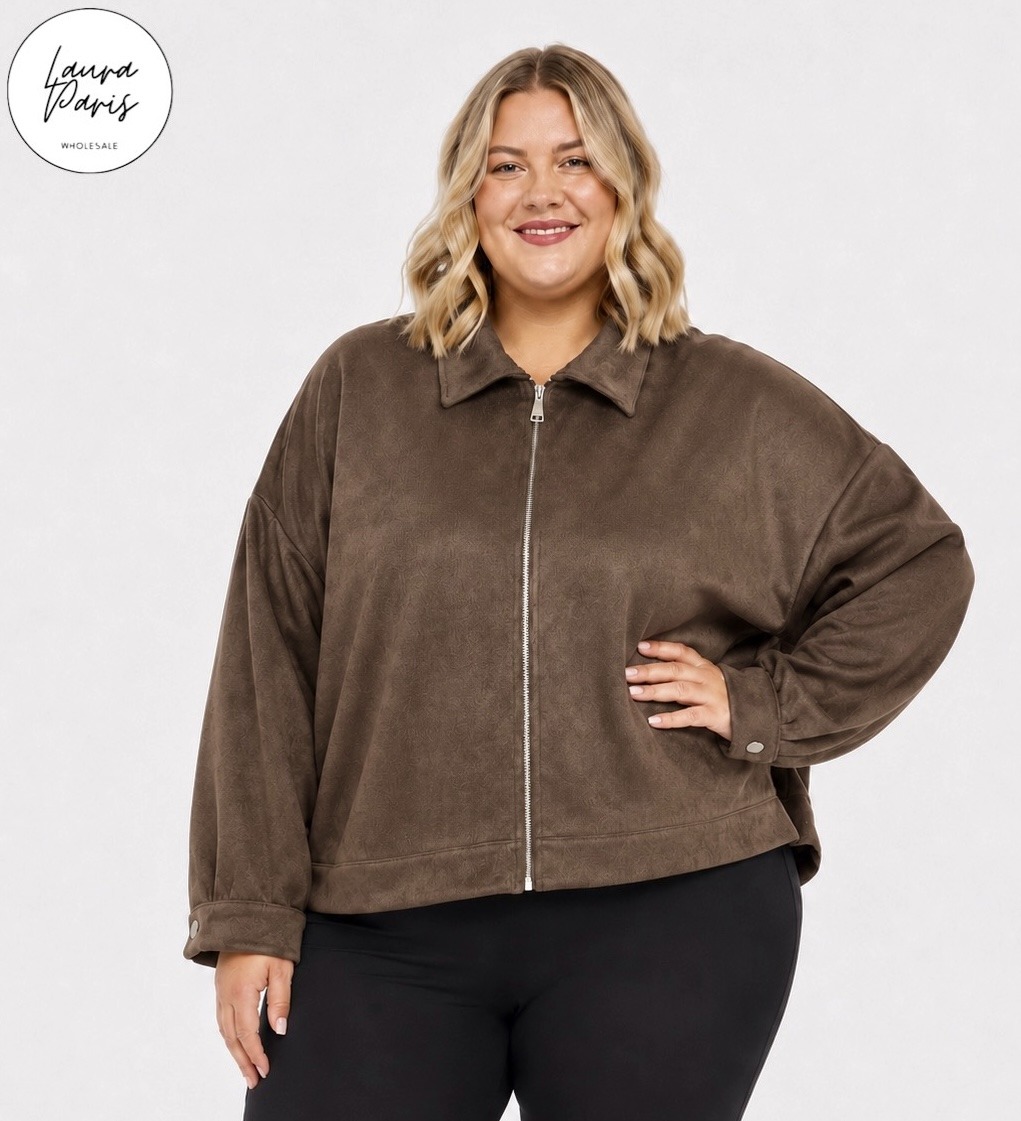 Wholesaler LAURA PARIS (MKL) - Short suede bomber-style jacket (One Size)