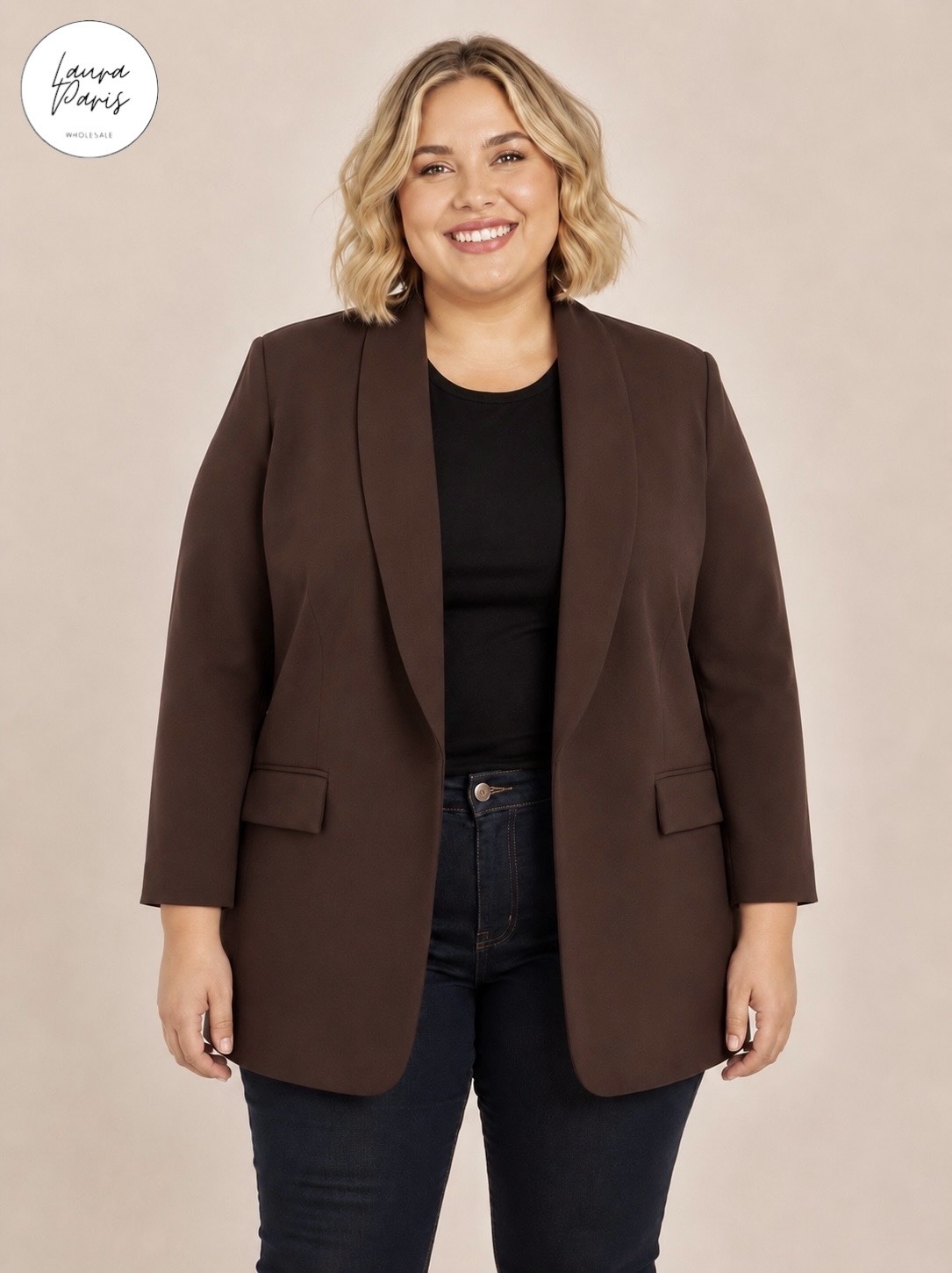 Wholesaler LAURA PARIS (MKL) - Open plain blazer (One Size)