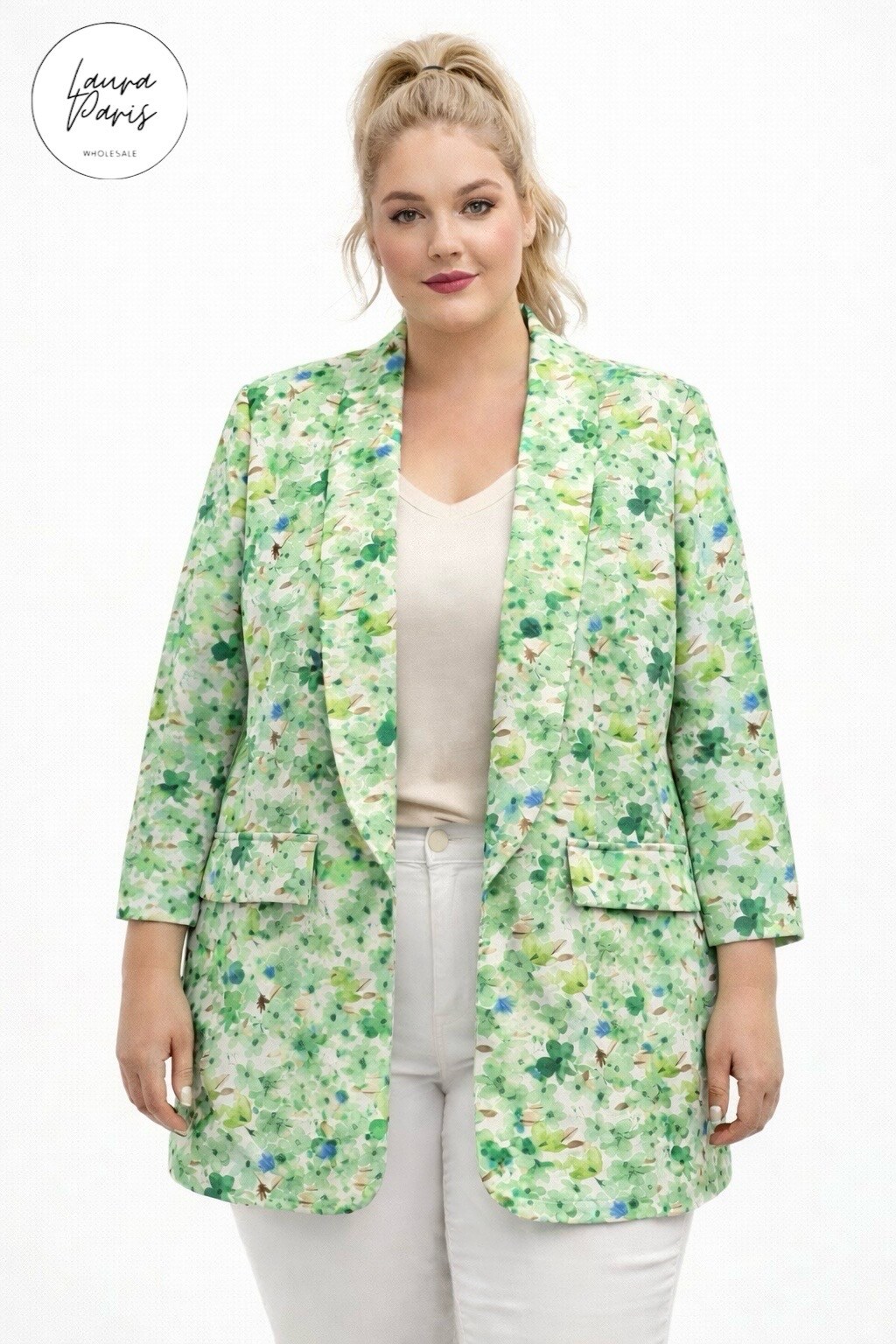 Grossista LAURA PARIS (MKL) - Blazer floreale aperto (Taglia Unica)