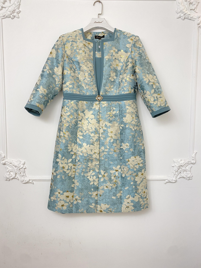 Grossista Lautinel - Completo giacca lunga jacquard con abito coordinato
