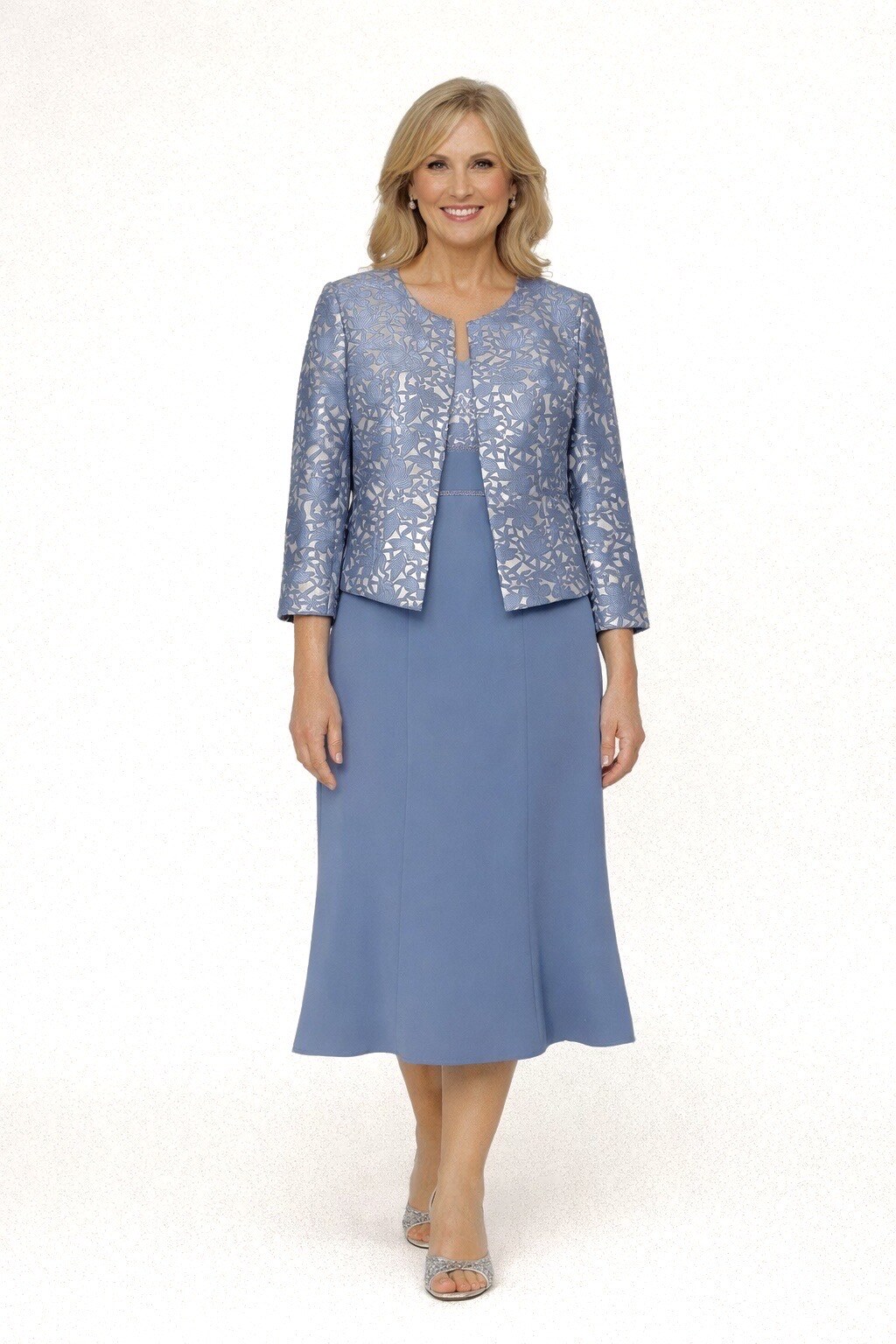 Großhändler Lautinel - Zweiteiliges Set aus Jacquard-Blazer und mittellangem Kleid
