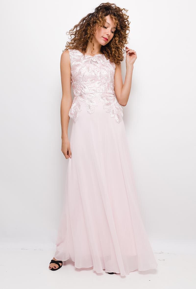 Großhändler Lautinel - Langes Abendkleid mit Rüschen