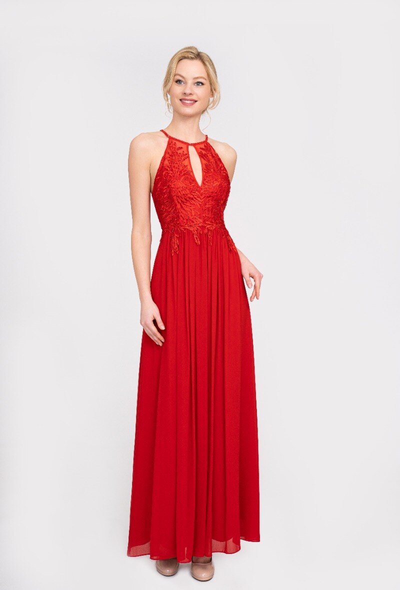 Wholesaler Lautinel - Evening dress with rhinestone neck tie